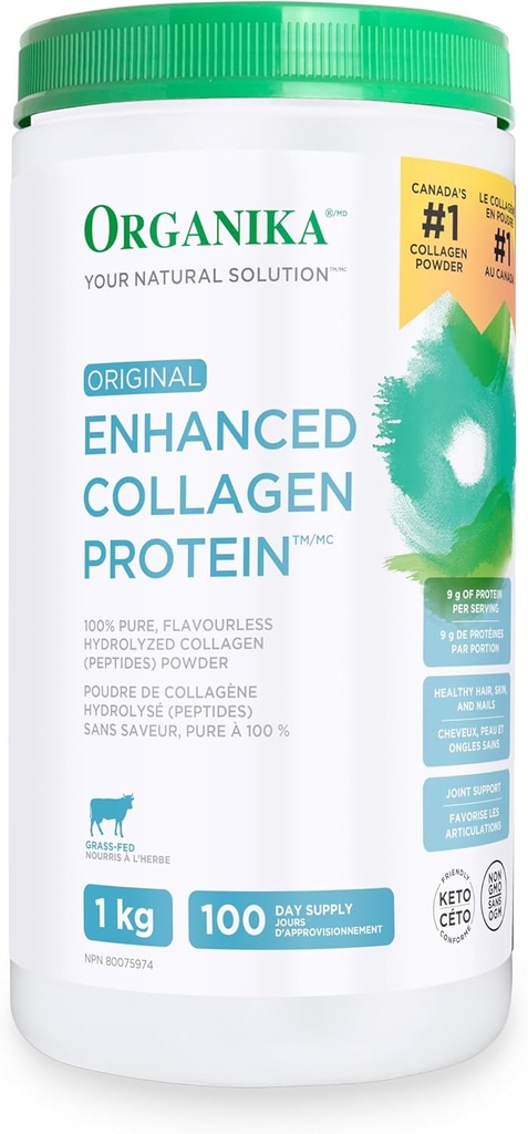 Organika Original Enhanced Colagen, 100% Pure, fără aromă Colagen hidrolizat (peptide) Pulbere, 1kg