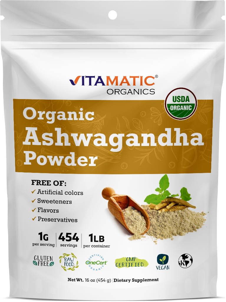 Vitamatic Certified USDA Organic Ashwagandha Powder 