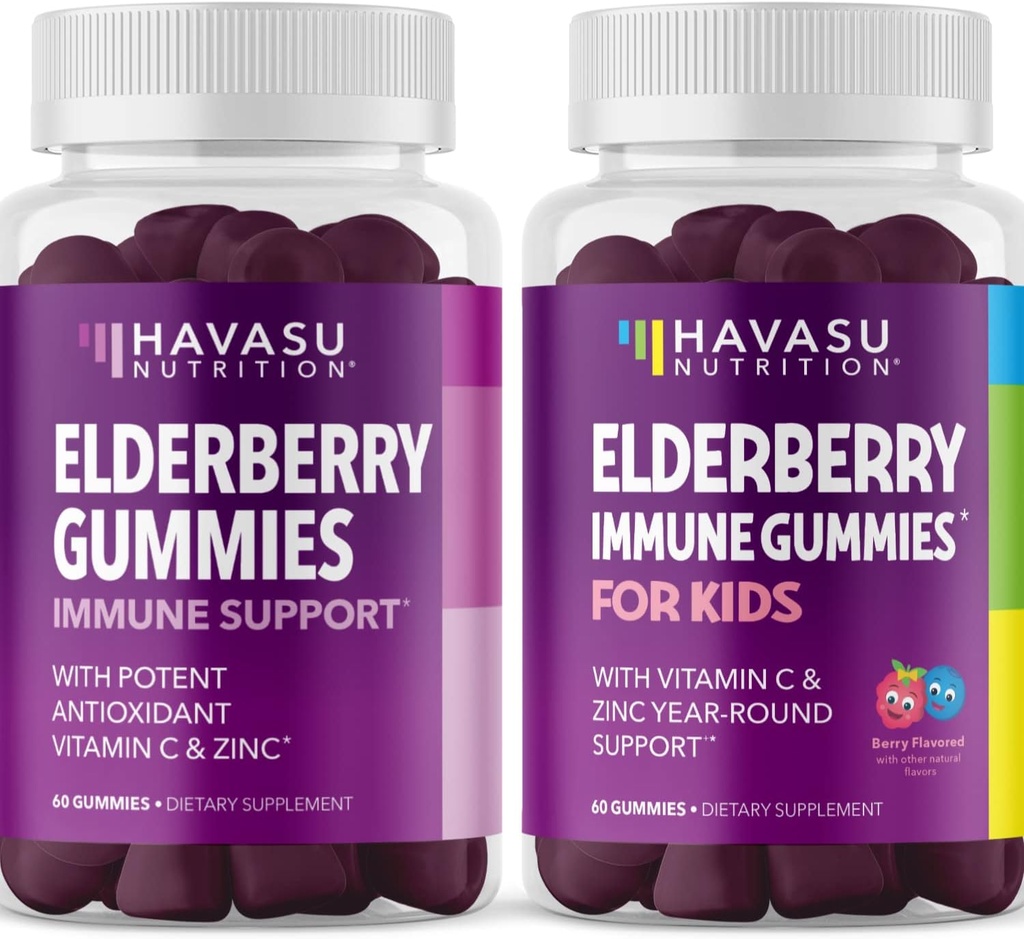 Family Elderberry Gummies cu zinc si vitamina C Suplimente Herbal Ingredient pentru suport antioxidant potent Immune Defense (Adult si copii)
