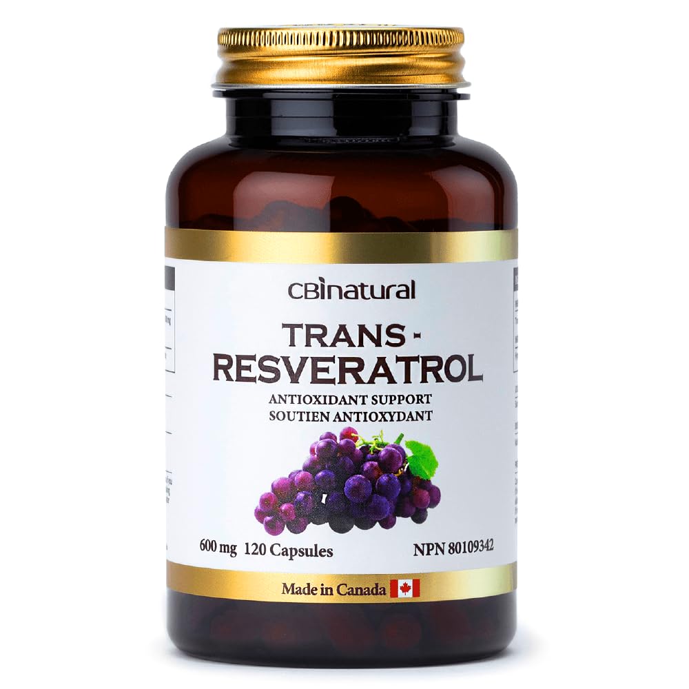 Trans-Resveratrol 600mg, Antioxidant de mare potenta, suporta sanatate celulara si imbatranire sanatoasa, 120 capsule Vegane, aprovizionare 4-Month, non-GMO, Gluten gratuit
