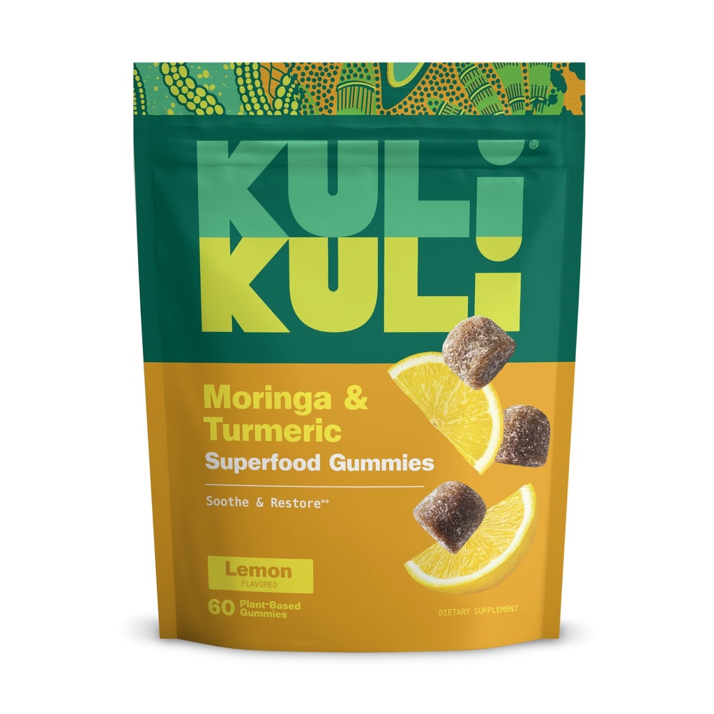 Kuli Kuli Super Energy Gummies - Suplimente energetice cu Moringa, Booster de energie naturală fără cofeină - 60 Non-GMO, Moringa Gumies fără gluten