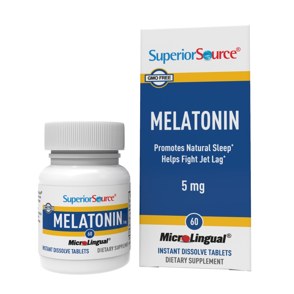 Sursa superioară Melatonina 5 mg - Supliment de susţinere a somnului sănătos pentru adulţi - Formula Melatoninei cu musetel SIDA Relaxare şi somn odihnitor - 60 Tablete sublinguale de dissolvire