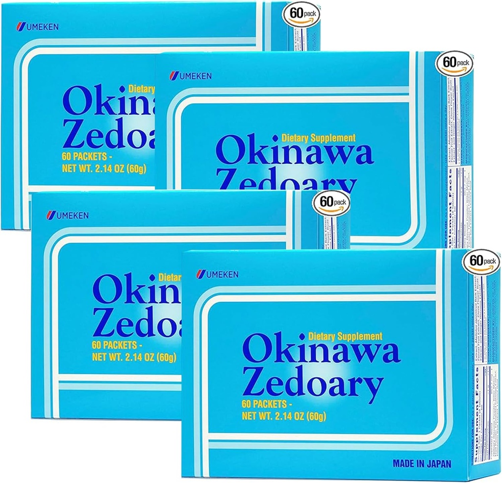 Umeken Okinawa Zedoary Purple si Turmeric alb cu extract de varza fermentata, Suplimente de sanatate Gut pentru femei si barbati, Root Zedoary, Supliment Turmeric, 60 Conte, Pachet de 4