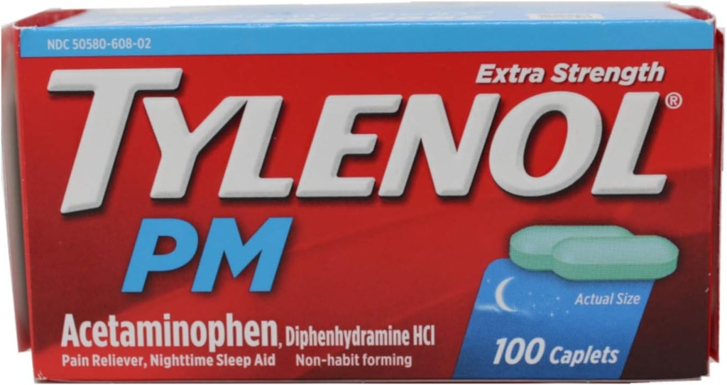 TYLENOL PM extra Putere Durere Relieiver/Nighttime Sleep Aid Caplets 100 ea