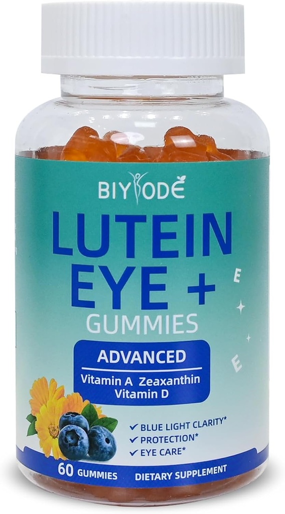Gume luteina: Suport ochi de sănătate Vitamine luteina Zeaxantină Suplimente pentru Îngrijirea Viziunii Adulți și suport macular 60 Gume 30 zile de aprovizionare