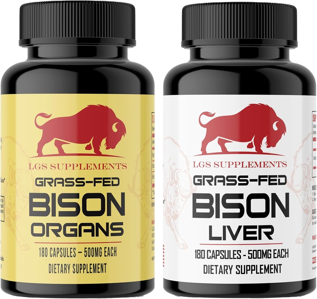 Starter Pack, Grass Fed Bison Capsulele de ficat, Capsulele de organe, Non-GMO, Sprijină Producţia de energie, Detoxifiere, Digestia, Imunitate şi Full Body Wellness