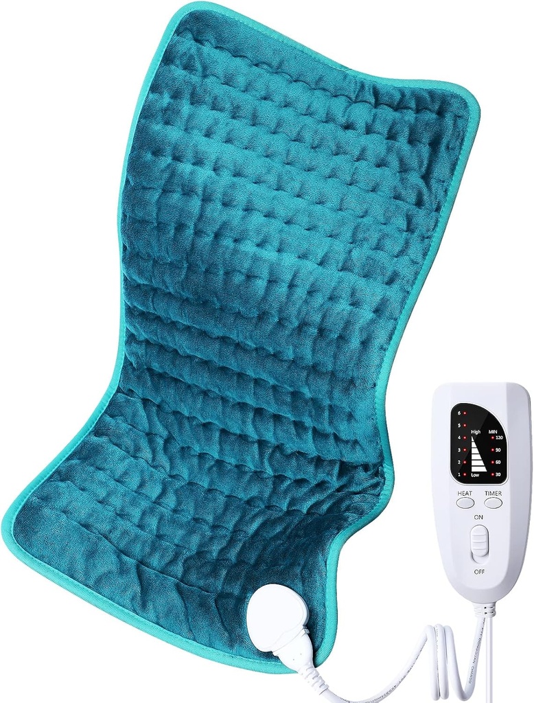 Pad de încălzire electrică pentru Back/Shoulder/Neck/Knee/Leg Pain Relief, 6 Setări de încălzire rapidă, Auto-Off, Machine Washable, Optiuni de căldură uscată hidratată, Extra Large 12"x24"