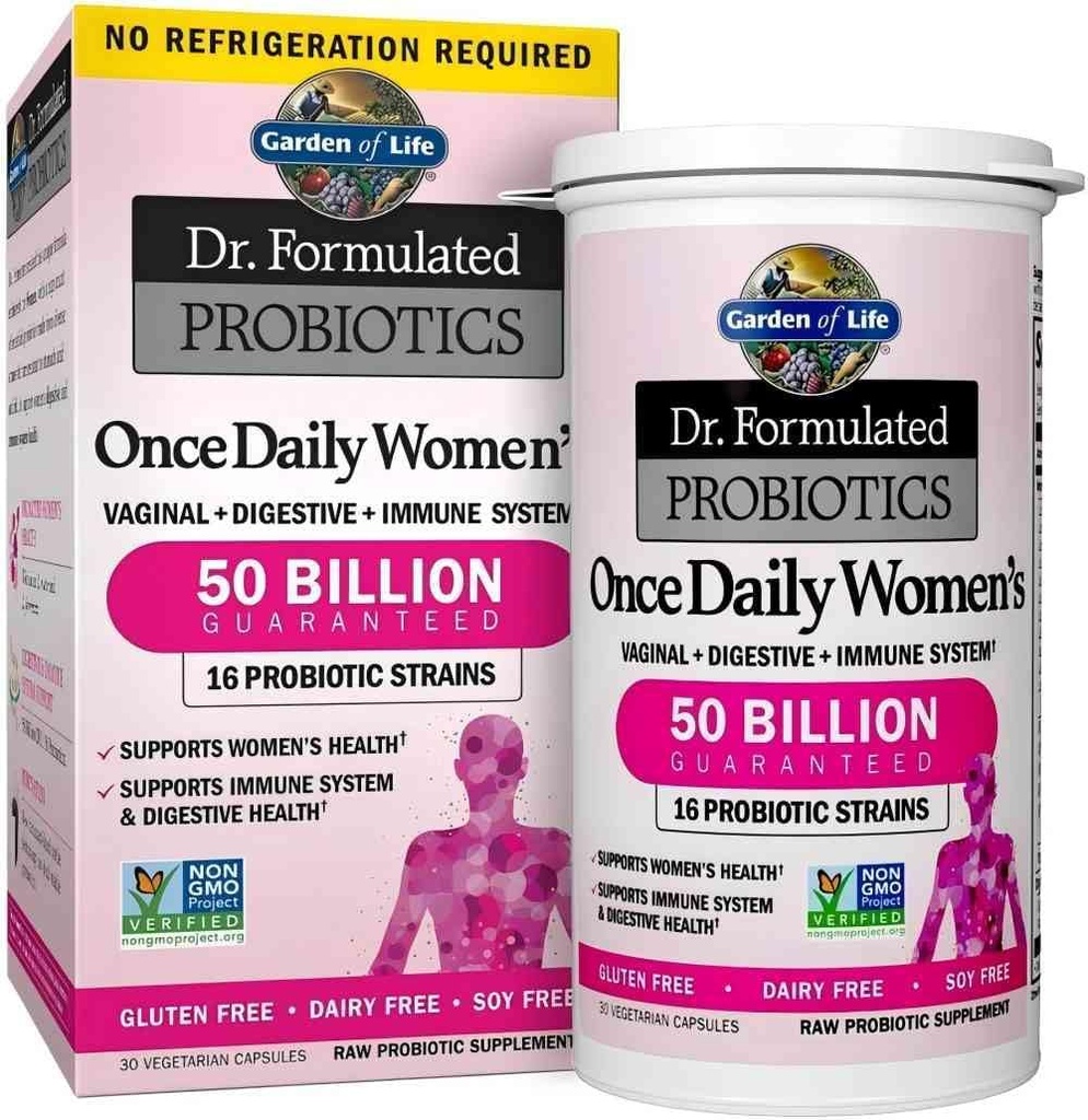 30 Capsule O dată pe zi Dr. Probiotice Formulate pentru femei 50 Miliarde CFU 16 Tulpini probiotice cu prebiotice organice pentru Digestive, Vaginal & Imune sănătate, Dairy Free. 1 Pack