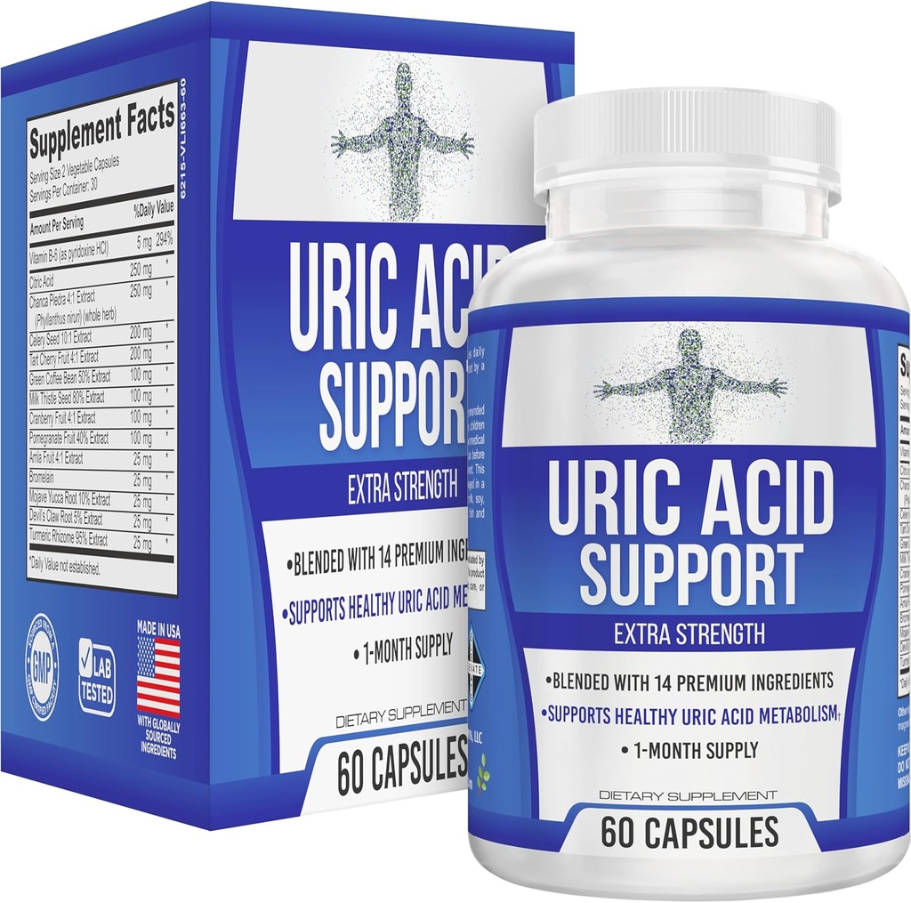 All-in-1 Acid Uric Curățați supliment de sprijin cu 14 ingrediente active 