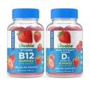 Vitamina B12 fără zahăr şi vitamina D 5000 UI, Gummies Bundle - gustări excelente, suplimente de vitamine, gluten gratuit, OMG gratuit, gumă de mestecat