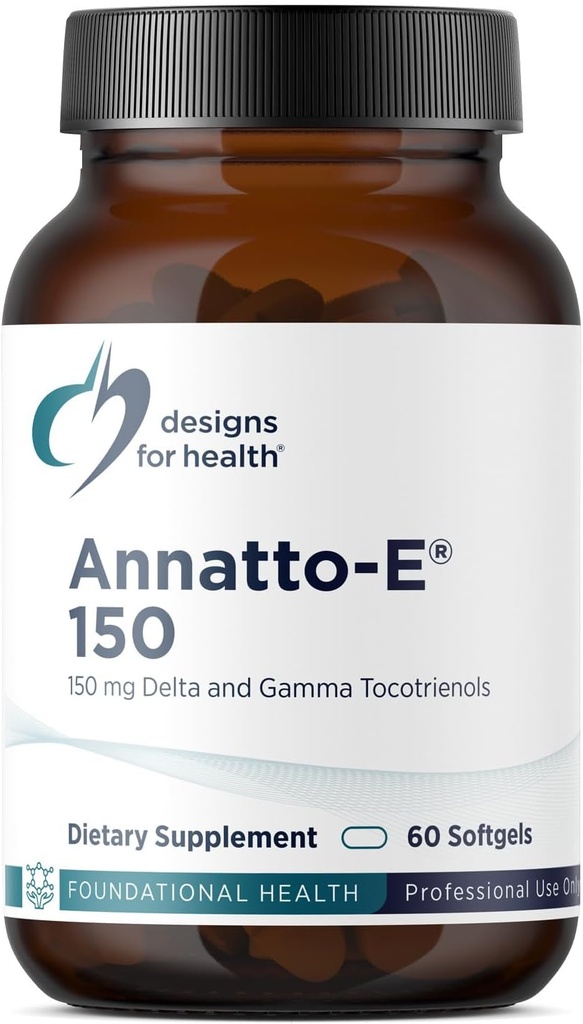 Design-uri pentru sănătate Annatto-E 150mg Tocotrienols - DeltaGold Vitamina E Supliment complex cu Delta + Gamma Tocotrienols - Cardiovascular, Aging Sanatos + Suport Antioxidant - Non-GMO (60 Softgels)