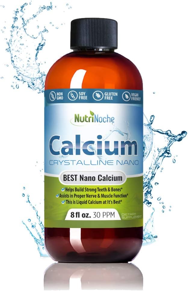 NutriNoche Liquid Calciu Supliment - 99.99% Ultra Pure Cristalline Nano Calciu pentru Femei, Bărbaţi şi Copii - Calciu Citrate Alternativ - Absorbit la un nivel Cellular Sublingual - 30 ppm