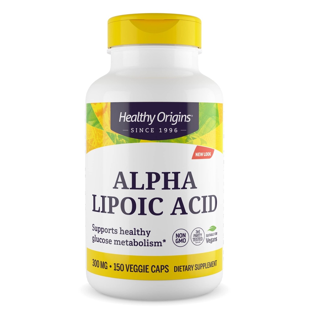 Origine sănătoasă Acid alfa lipoic, 300 mg - Supliment alfa acid lipoic - Suport antioxidant - Supliment gluten-liber - 150 Capsule vegetale