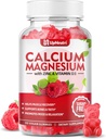 Zinc de calciu magneziu cu vitamina D3 Supliment, Gume de calciu gratuite de zahăr pentru bărbați, Gume de zinc de înaltă absorbție pentru oase și mușchi și sănătate imună, aroma de zmeură Vegan - 60 Conte