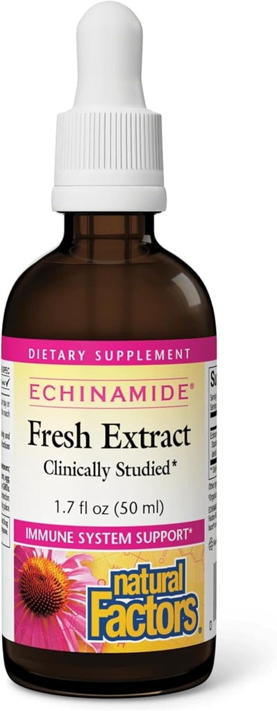Factori naturali - Echinamidă Echinacea Extract de plante aromatice proaspete, Suport pentru sistemul imunitar, 30 Servings (1,7 oz)