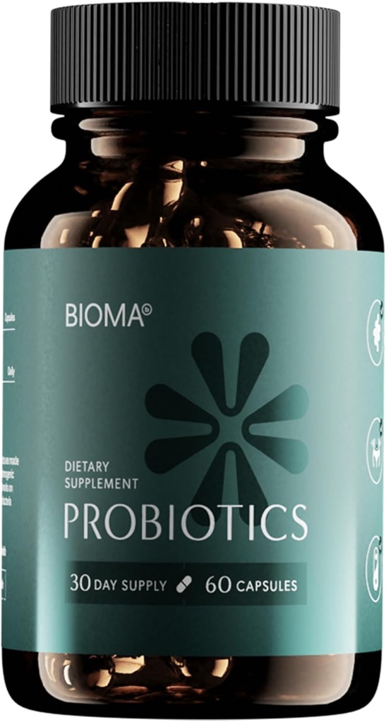 BIOMA Probiotice pentru managementul greutatii si sanatate digestiva, 3 din 1 Probiotice si Prebiotice/Postbiotice, Capsule Probiotice Slow Release Synbiotice pentru Enzyme Multi Sanatate Gut (60 Capace)