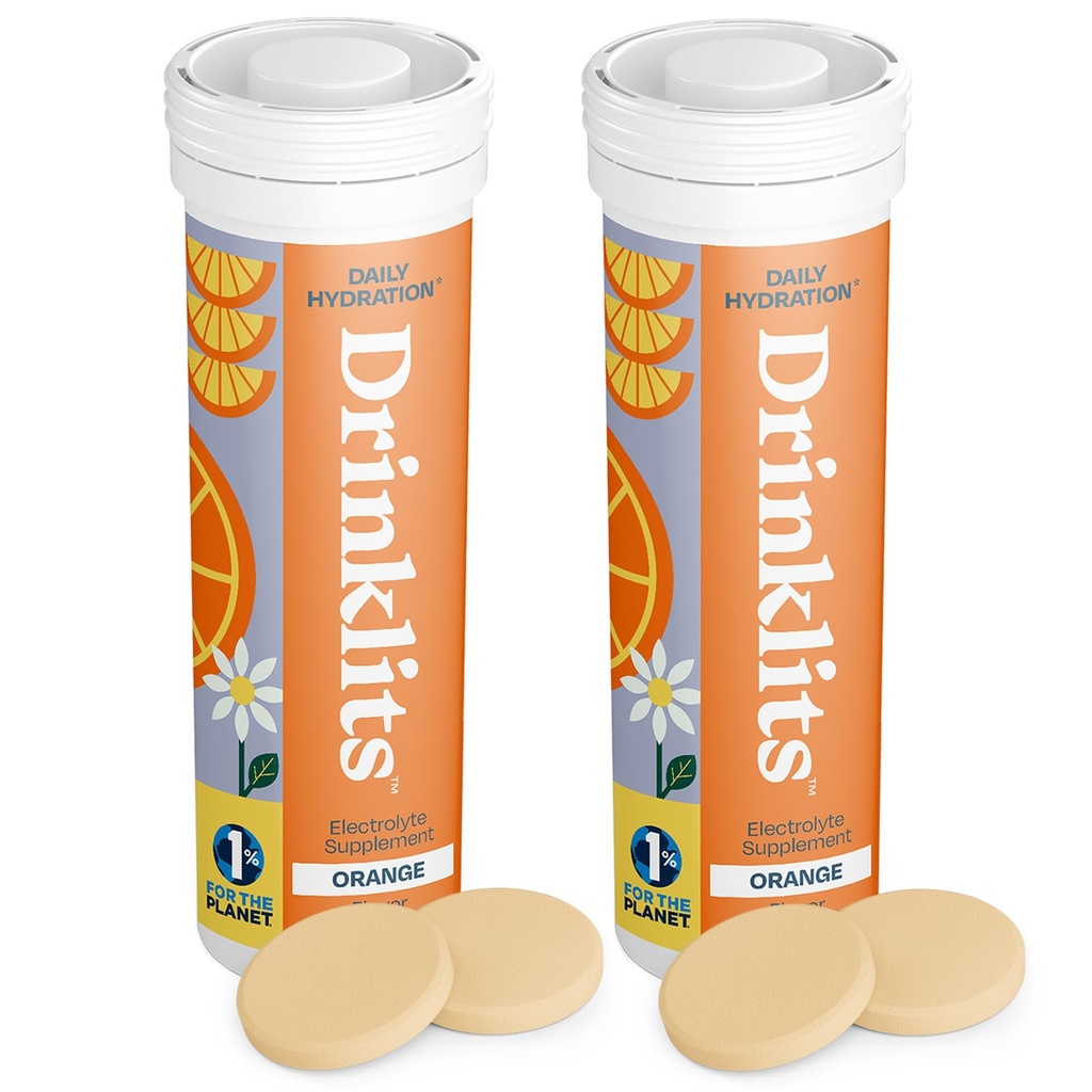 Drinklits Orange Daily Hydration Tablets (2) Tube Bundle 