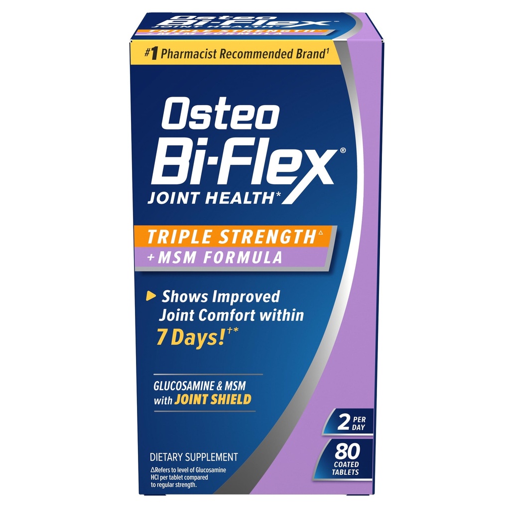 Osteo Bi-Flex Triple Putere (5) cu MSM, Glucosamine Joint Health Supplement, comprimate filmate, 80 Count