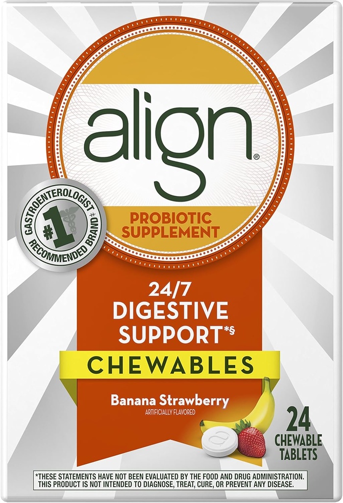 Aliniere Probiotic Chewables Banana Strawberry 24ct (Packing May Vary)
