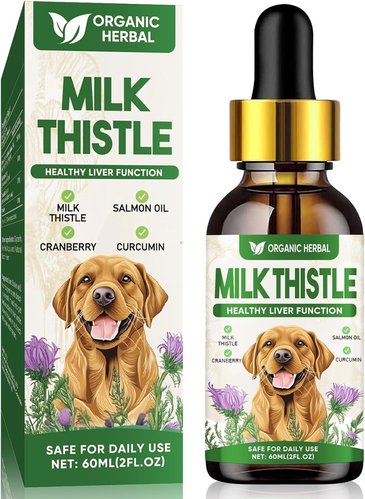 Thistle lapte pentru câini, extra puterea de lapte Thistle Supliment, Suporturi pentru animale de companie Sănătatea ficatului, Cleanse & Detoxifiere, Pur și simplu adăugați la alimente