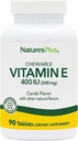 NaturasPlus Vitamina E, Aroma de Carob Natural - 90 comprimate masticabile, pachet de 2 - Free-Radical Defense & Global Well-Being - Vegetarian, Gluten gratuit - 180 Serviri totale