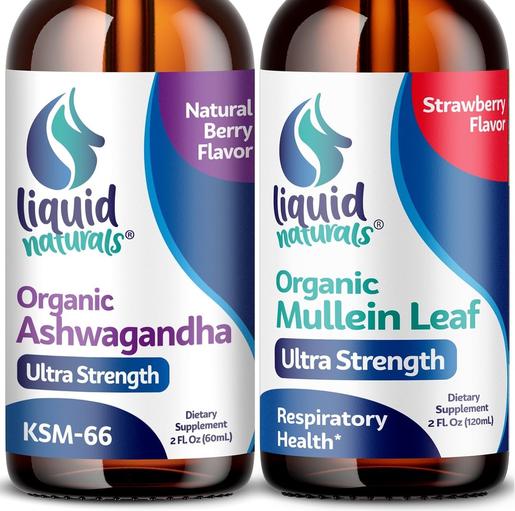 Wellness LABSRX Mullein Leaf picături pentru plămâni, 2 Fl. Oz - Ashwagandha picături 2000mg