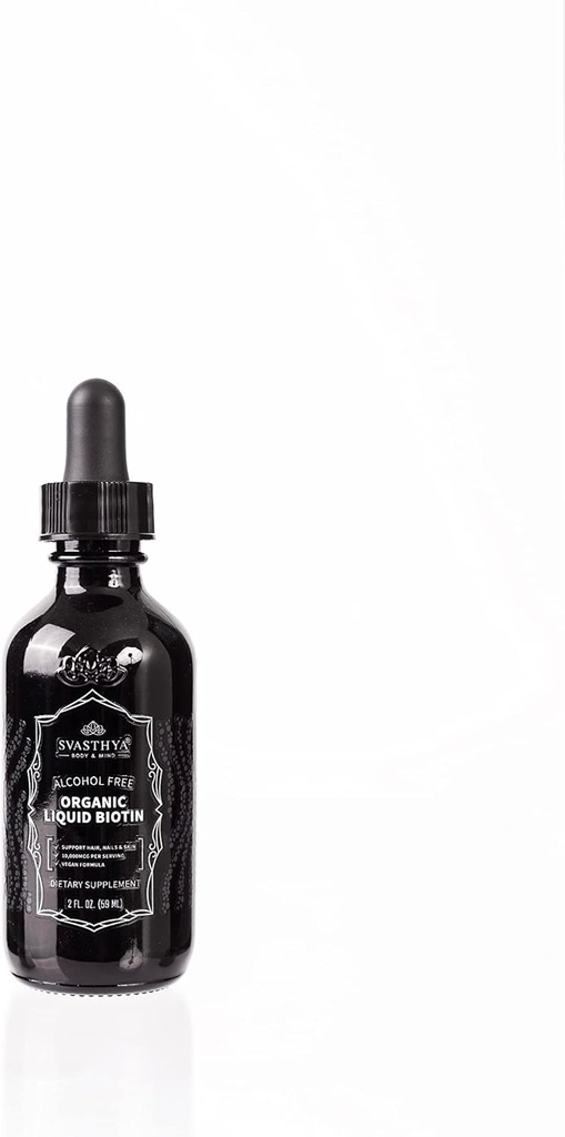 Svasthya Body & Mind Organic Liquid Biotin picături pentru creșterea puternică a părului - Vitamina B Complex pentru femei - naturale de creștere a părului Supliment