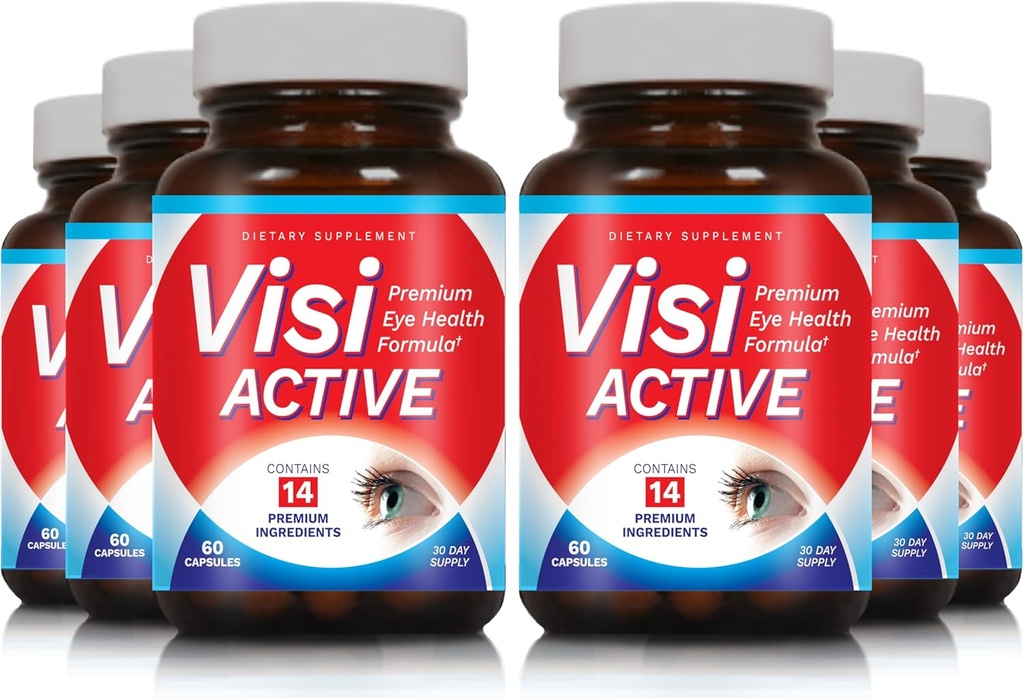 Vision Supplement - Formula de sănătate a ochilor cu L-Tratrate, Resveratrol, Extract de afine, Vitamine A, C, D & 11 Ingrediente pentru suport de vedere - 60 capsule/Sticle - 6 ambalaj