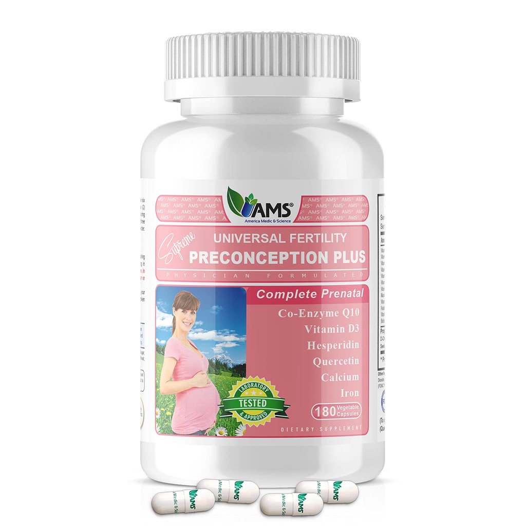 America Medic & Science Preconception Plus (180 capsule) Concepție și supliment de fertilitate 