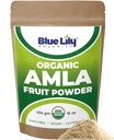 Blue Lily USDA Organic Amla Powder (Amalaki/Indian Gooseberry) 16oz (1lb) Recealable Kraft Bag, 100% Pure Amla Berry Powder, bogat în antioxidant Vitamina C, susține sistemul imunitar sănătos
