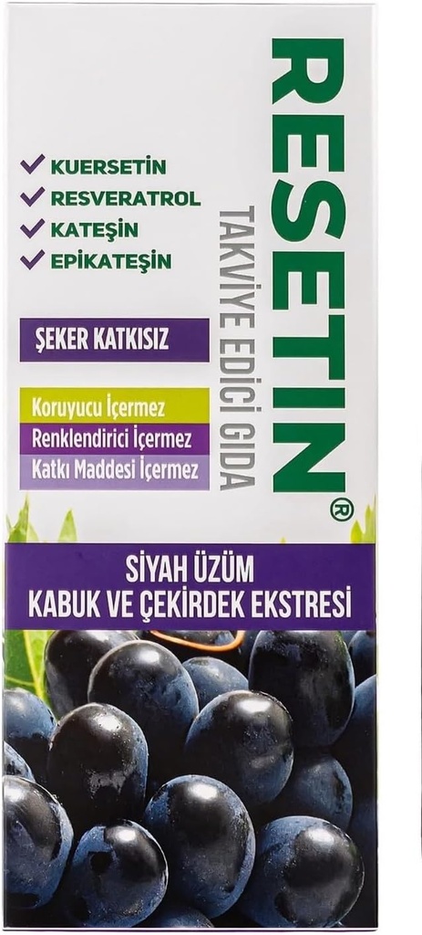 DEMMEX RESETIN Black Grape Skin and Seed Liquid Extract, Grape Polifenol concentrat, 47 mg/ml Polifenoli totali - 682X mai mult decât vinul roșu, Resveratrol, Querbetin, Catechins, 250ml - 8,45 Fl Oz (1)