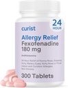 Fexofenadină clorhidrat 180 mg (300 comprimate) - 24 HR comprimate antihistaminice de eliberare a alergiei (număr 300) Toată ziua Putere generică Fexofenadină