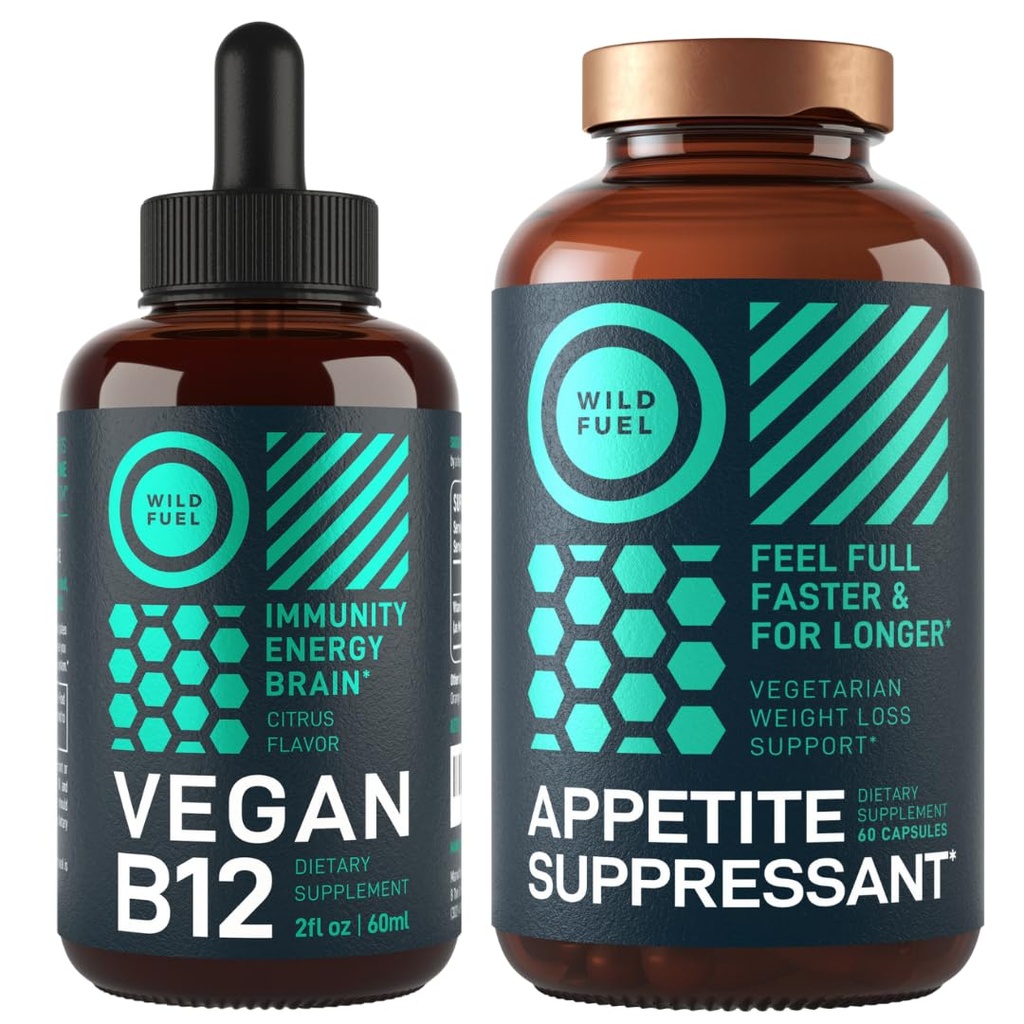 Lubrifiant WILD Suppressant pentru pierderea in greutate și Vegan B12 lichid Bundle