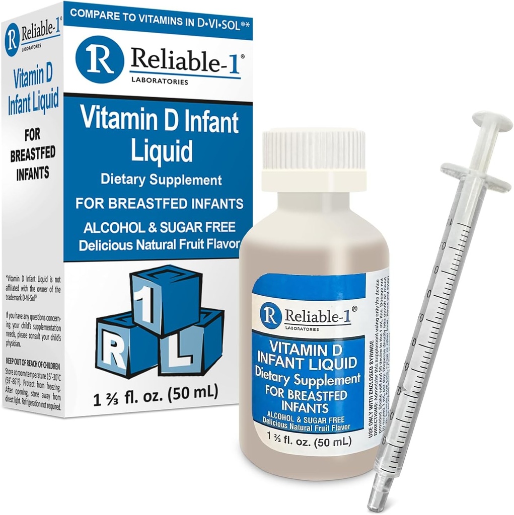 De încredere-1 Laboratoare picaturi de vitamina D infanterie lichida (fructe naturale aroma) Zahăr și alcool liber, pentru sugarii alăptați 0-12 luni și în sus