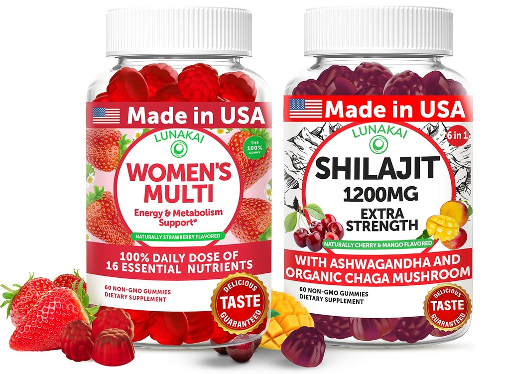 Lunakai Statele Unite ale Americii Made Womens Multivitamine & Gumit Gummies Bundle 
