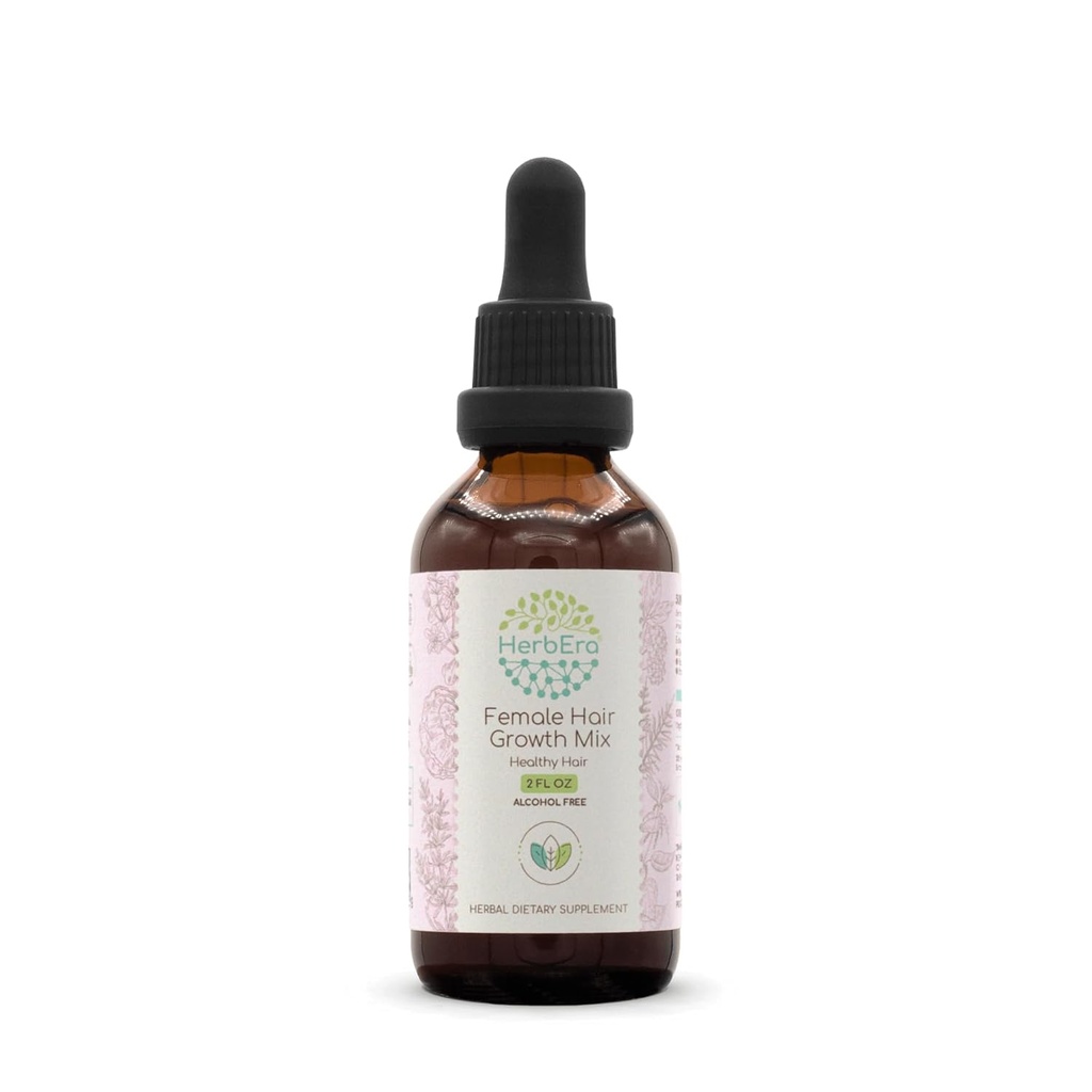 HerbEra Femela mix de crestere a parului B60 Extract fara alcool Tinctura, concentrat picături lichide Rosemary Leaf, Eleuthero Root, Stinging Nettle Root, Herb coada calului, Reishi Mushroom, Brahmi Herb. 2 Fl Oz