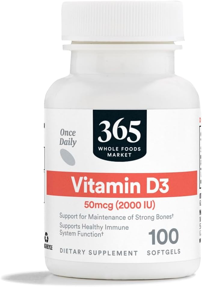 365 by Whole Foods Market, Vitamina D3 Softgels, 2000 UI, 100 CT