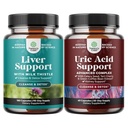 Bundle of Liver Cleanse Detox & Reparation - Milk Thistle Root Choline Beetroot & Artichoke Extract & Green Bean extract for Uric Acid Cleanse & Detox - Turmeric Tart Cherry & Seed de telina