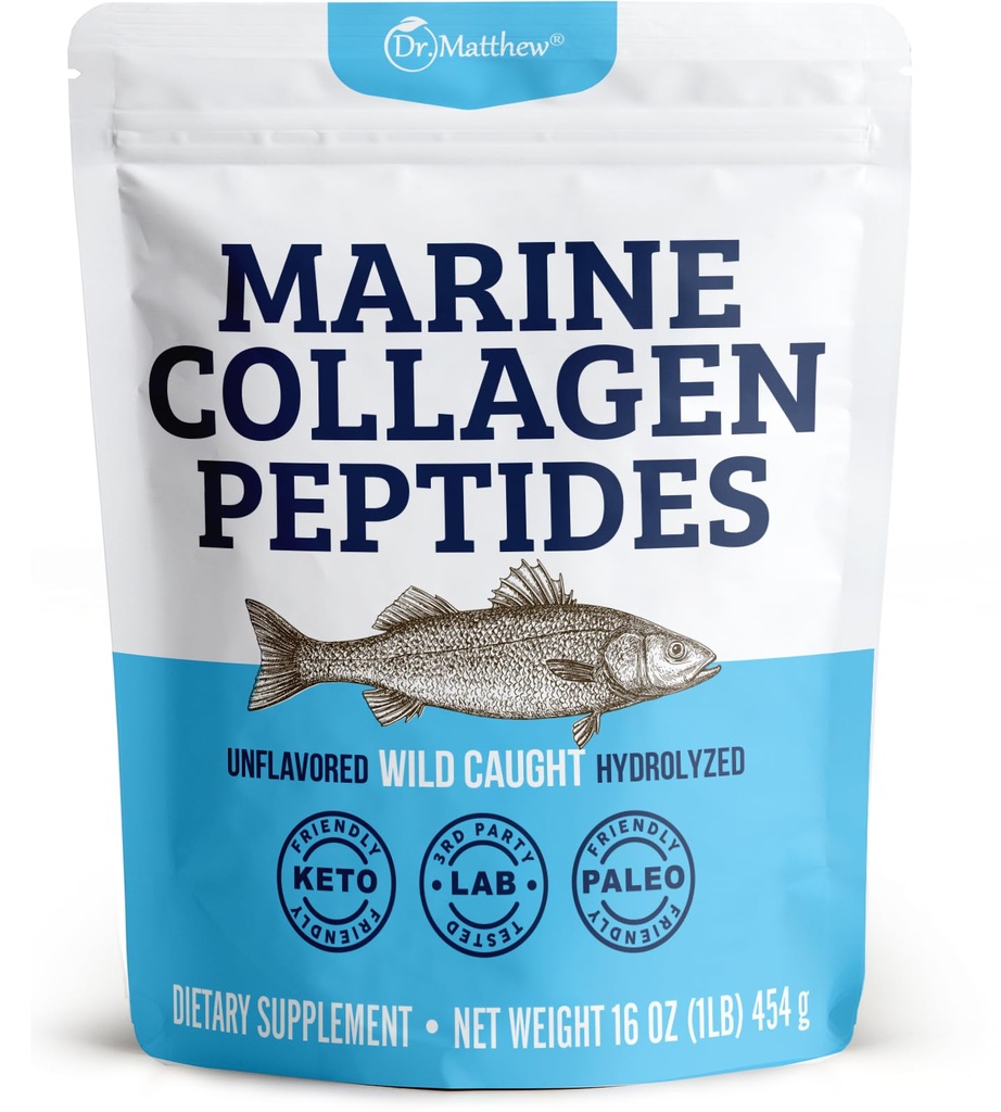 Dr. Matthew Marine Colagen Peptides Powder de la Hidrolyzed Wild Prind Proteina de pește - Hair & Beauty Supplements for Women & Men