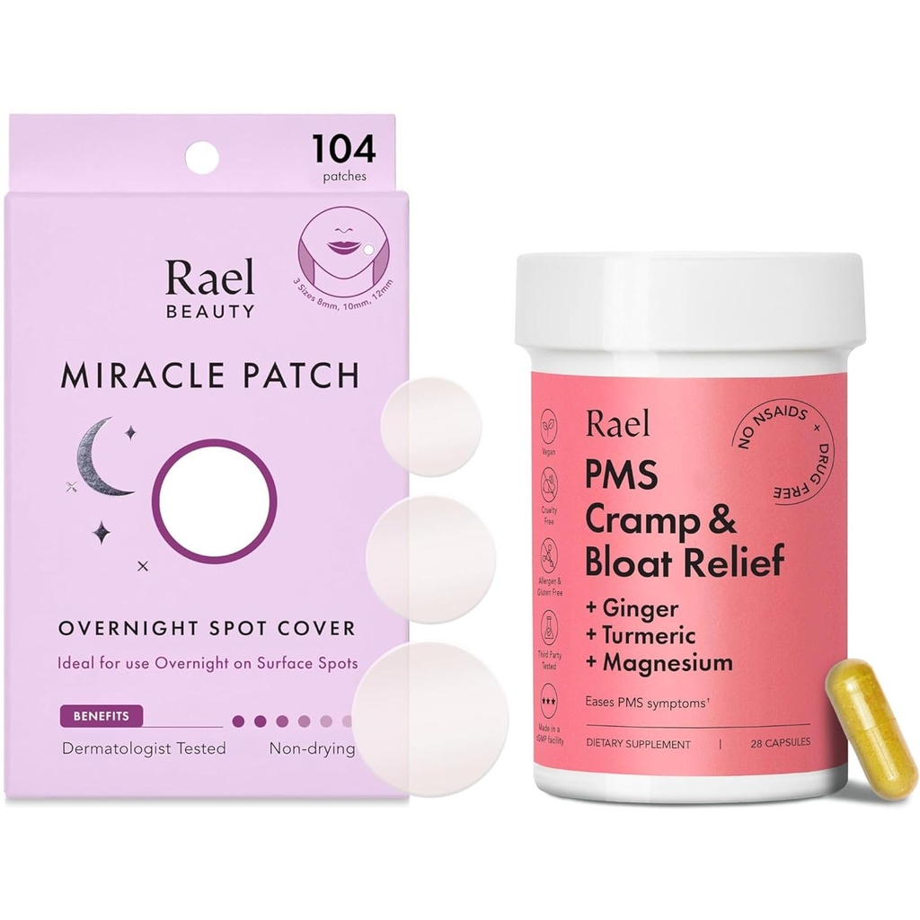 Rael Bundle - Overnight petice de acoperire la fața locului (conte 104) și supliment PMS pentru femei (28 capsule)