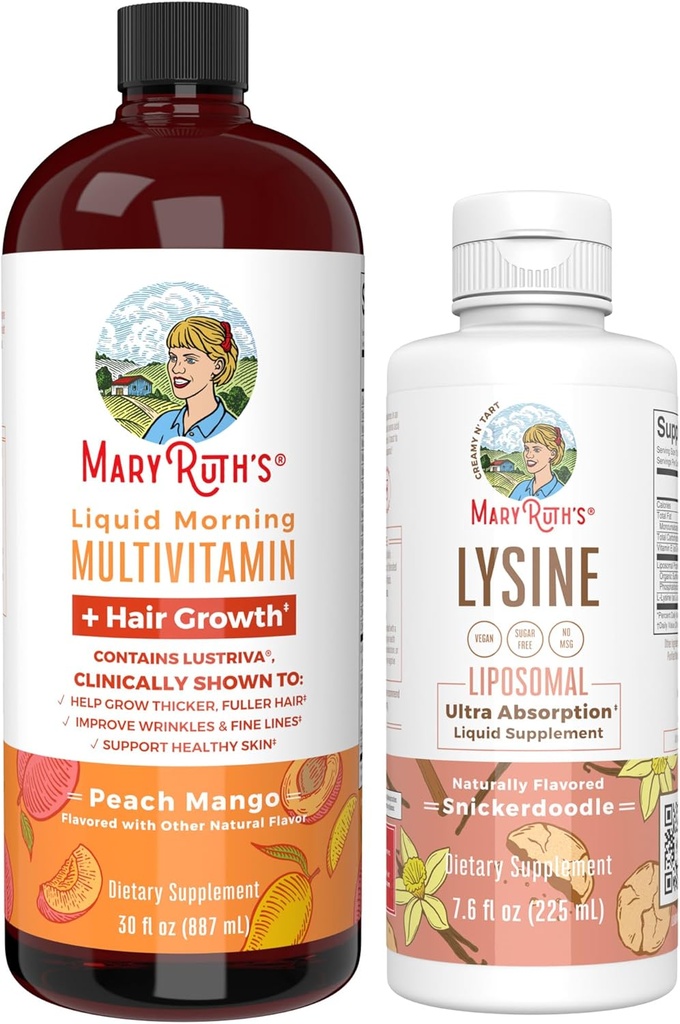 MaryRuth Organics Lysine Liposomal (Snickerdoodle) & Multivitamine lichid + păr de creștere 