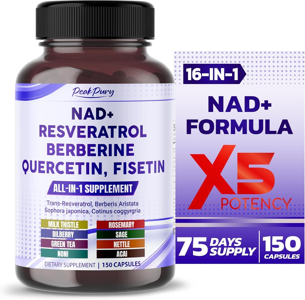 NAD+ Trans-Resveratrol Berberine Querbetin Fisetin Milk Thistle - Made in USA