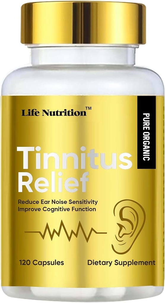 Nutriţie de viaţă 1200MG Tinitus Relief pentru urechi inelare, OTC Flavonoid Ear Health Vitamine, Bioflavonoides & Vitamina C,120 Caplete
