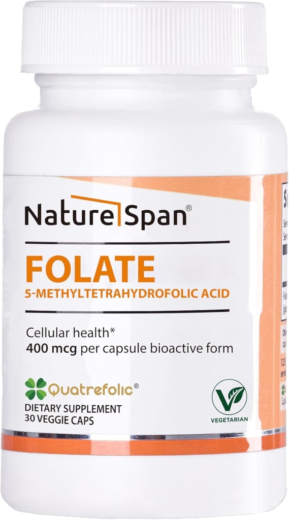 Active 6S-5-metiltetrahidrofolic acid-400 mcg,Promote Proteine Production, Red Cell Production and Prevent fetal malformations,30 Caps