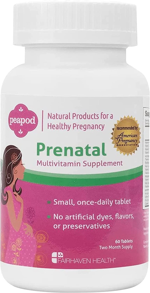 Fairhaven Health Peapod Multivitamine prenatale - 1 pe zi, Aroma de vanilie ușoară - Sarcina trebuie să aibă pentru femei și sănătatea copilului - include fier, vitamina C, și acid folic - 2 lună de aprovizionare
