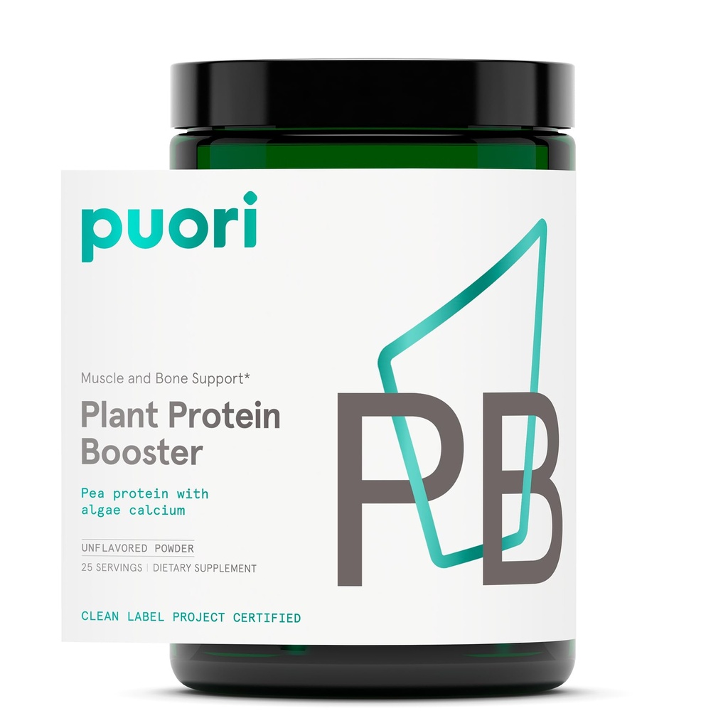 Puori Vegan Plant Proteina Îmbunătățitor Pulbere - 25 Serviri - Aroma neutră Proteina de mazăre cu Algae Calciu pentru Aminoaci esențiali - lactate-Free, Vegetarian, Non OMG