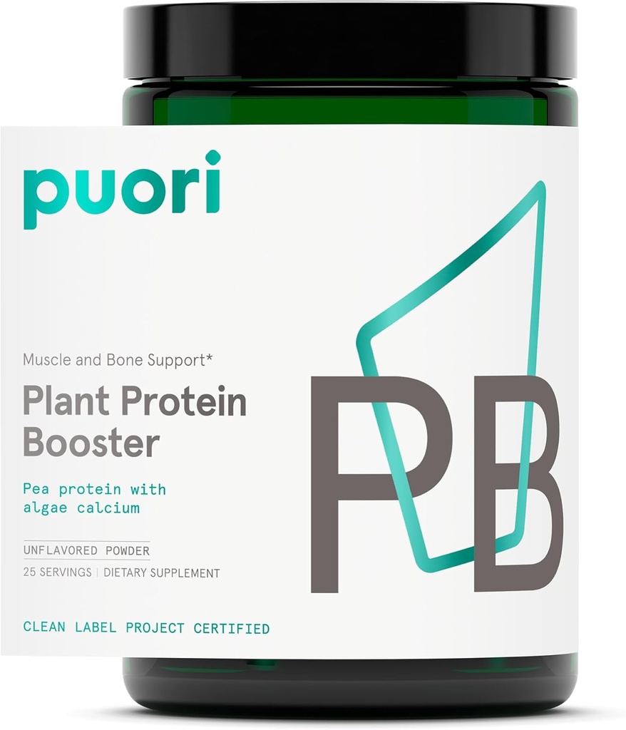Puori Vegan Plant Proteina Îmbunătățitor Pulbere - 25 Serviri - Aroma neutră Proteina de mazăre cu Algae Calciu pentru Aminoaci esențiali - lactate-Free, Vegetarian, Non OMG