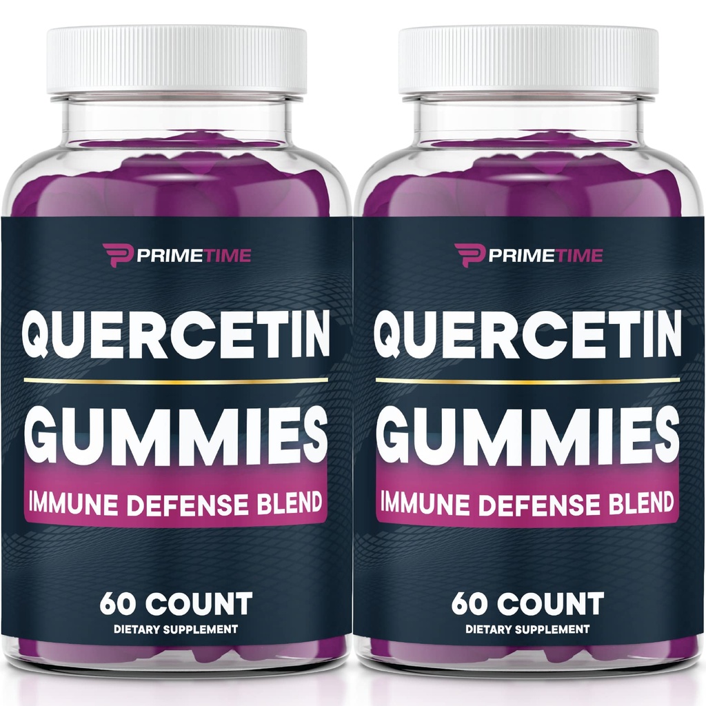 Primetime Sport Querbetin + Zinc + Vitamina C 1000 mg Gummie Suplimente cu Elderberry, Flavonoid Vitamina pentru copii Adulți Imunitate, Immunum Support Gummy Booster Vegan (2 ambalaj) 60 Conte (Pachet de 2)