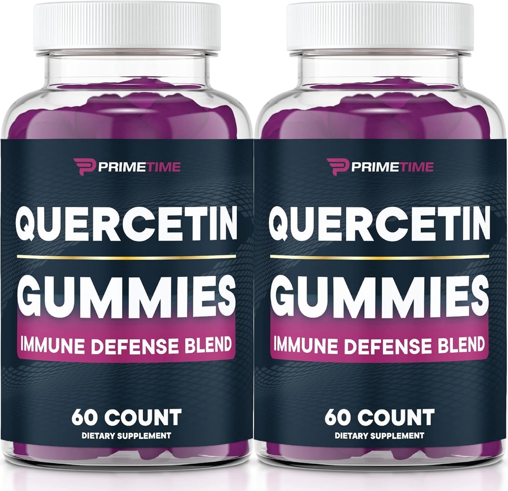 Primetime Sport Querbetin + Zinc + Vitamina C 1000 mg Gummie Suplimente cu Elderberry, Flavonoid Vitamina pentru copii Adulți Imunitate, Immunum Support Gummy Booster Vegan (2 ambalaj) 60 Conte (Pachet de 2)