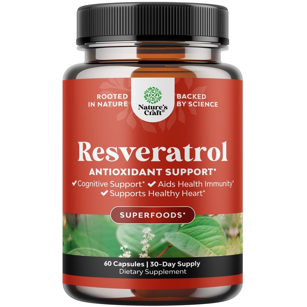 Suplimentul Trans Resveratrol Tineret - Capsule Resveratrol cu Activator AMPK pentru Sănătate Cellulară & Vitality - Activator metabolic AMPK pentru Boost metabolice și eficiență celulară - 60 Număr